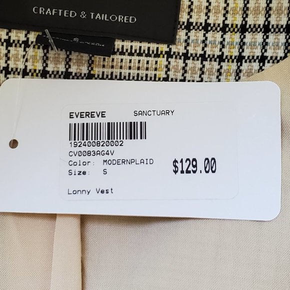 Sanctuary Modern Plaid Lonny Vest Preppy Career Light Academia NEW NWT Size S - Picture 12 of 13